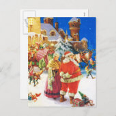 Santa & Mrs Claus, Christmas Eve, The North Pole Feestdagenkaart (Voorkant / Achterkant)