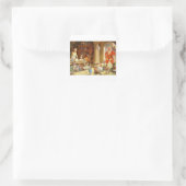 Santa, Mrs. Claus & Elves Bake Christmas Cookies Vierkante Sticker (Tas)