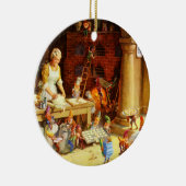 Santa & Mrs Claus en de Elves Bake Cookies Keramisch Ornament (Rechts)