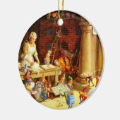 Santa & Mrs Claus en de Elves Bake Cookies Keramisch Ornament (Links)