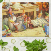 Santa & Mrs Claus en de Elves Bake Cookies Theedoek (Gevouwen)