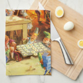 Santa & Mrs Claus en de Elves Bake Cookies Theedoek (Quarter Fold)