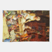 Santa & Mrs Claus en de Elves Bake Cookies Theedoek (Horizontaal)