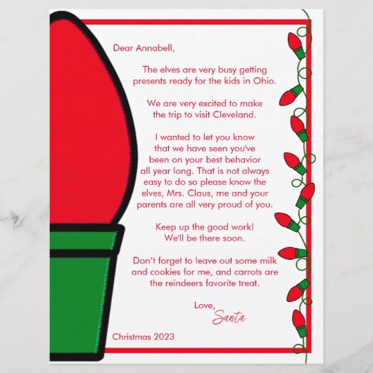 Santa & Mrs Claus Letter Papieren Blad (Voorkant)