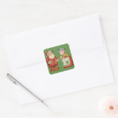 Santa Mrs Claus Melkkoekjes Vierkante Sticker (Envelop)