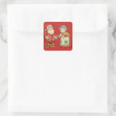 Santa Mrs Claus Melkkoekjes Vierkante Sticker (Tas)