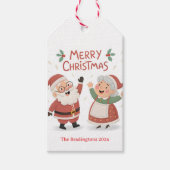 Santa Mrs Claus Merry Christmas Cadeaulabel (Voorkant)