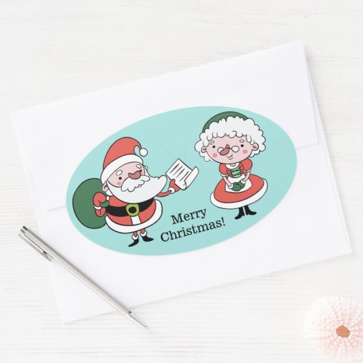 Santa & Mrs Claus stickers (Envelop)