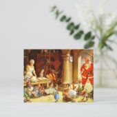 Santa & Mrs Claus & the Elves Bake Cookies Feestdagenkaart (Staand voorkant)