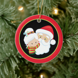 Santa Mrs Claus voegt sentiment toe Keramisch Ornament