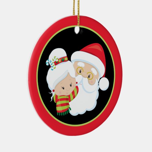 Santa Mrs Claus voegt sentiment toe Keramisch Ornament (Rechts)