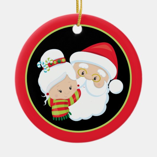 Santa Mrs Claus voegt sentiment toe Keramisch Ornament (Voorkant)