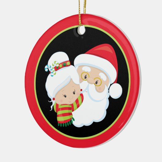 Santa Mrs Claus voegt sentiment toe Keramisch Ornament (Links)