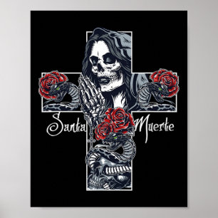 Santa Muerte Cross Kostuum Halloween Matching Fami Poster
