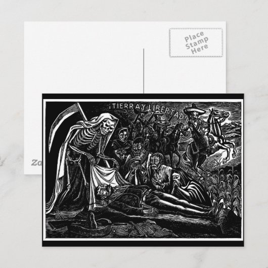 Santa Muerte en de Soldier c. 1951 Mexico Feestdagenkaart (Voorkant / Achterkant)