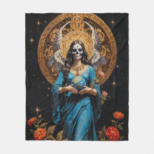 Santa Muerte Fleece Deken (Voorkant)