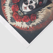 Santa Muerte in een traditioneel horrorkostuum Tissuepapier (Detail)