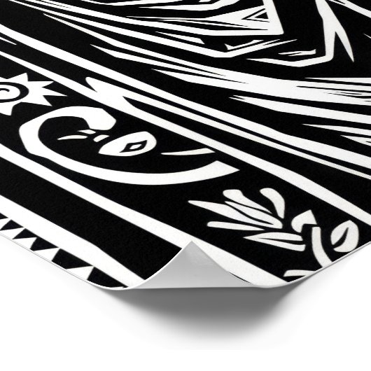 Santa Muerte Linocut Pattern Poster (Hoek)