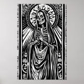 Santa Muerte Linocut Pattern Poster (Voorkant)