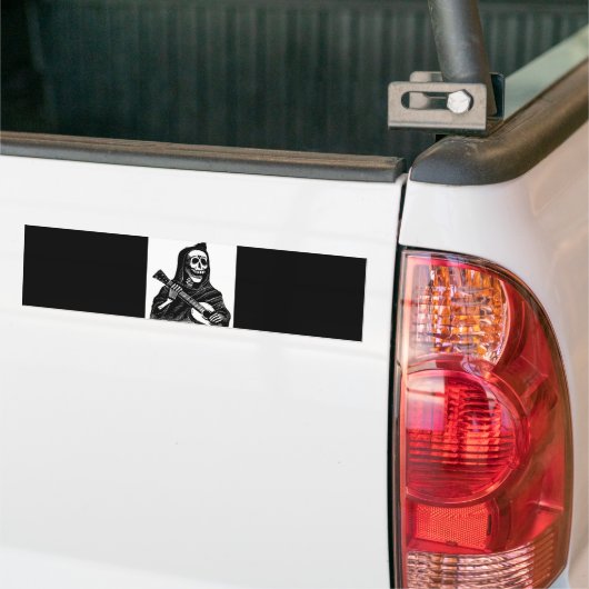 Santa Muerte met Guitar ongeveer begin jaren 1900 Bumpersticker (Op Truck)