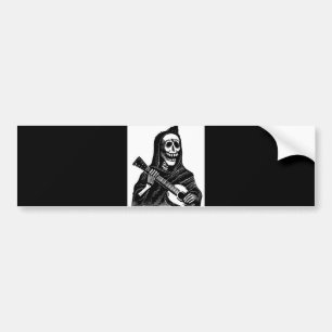 Santa Muerte met Guitar ongeveer begin jaren 1900 Bumpersticker