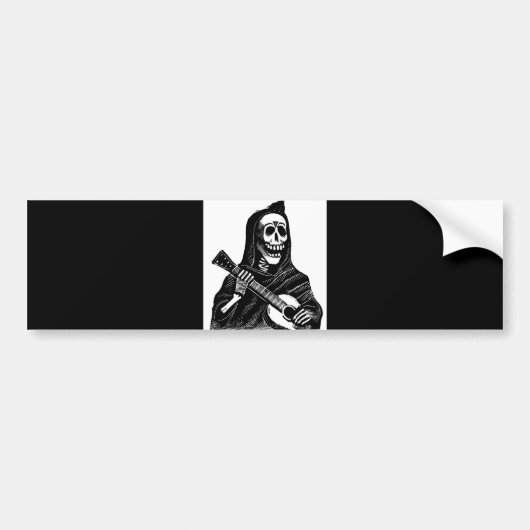 Santa Muerte met Guitar ongeveer begin jaren 1900 Bumpersticker (Voorkant)