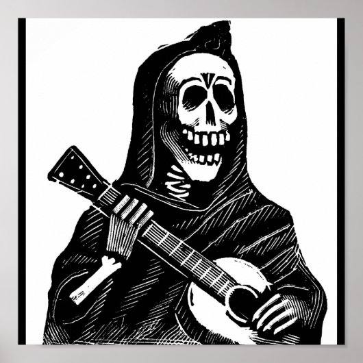 Santa Muerte met Guitar ongeveer begin jaren 1900 Poster (Voorkant)