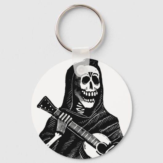 Santa Muerte met Guitar ongeveer begin jaren 1900 Sleutelhanger (Voorkant)