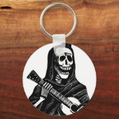 Santa Muerte met Guitar ongeveer begin jaren 1900 Sleutelhanger (Voorkant)