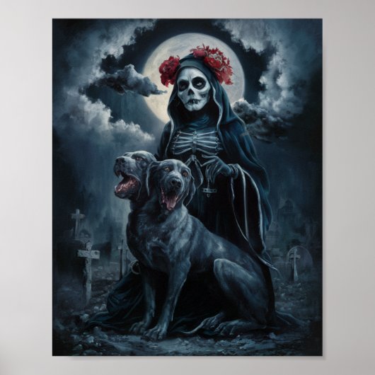 Santa Muerte met Two Headed Dog Poster (Voorkant)
