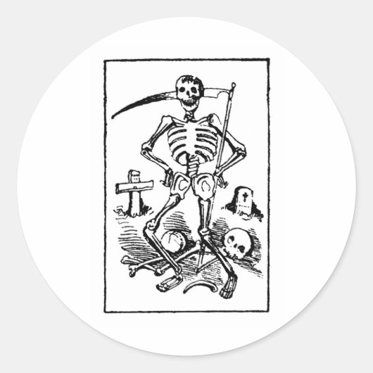 Santa Muerte, Mexicaanse Grim Reaper c. begin jare Ronde Sticker (Voorkant)