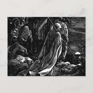 Santa Muerte (Mexicaanse grim Reaper) circa 1939 Briefkaart