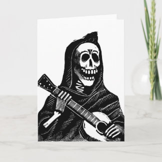 Santa Muerte (Mexican Grim Reaper) die gitaar spee Feestdagen Kaart