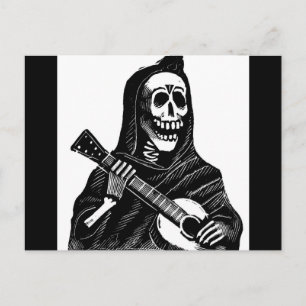 Santa Muerte (Mexican Grim Reaper) die gitaar spee Feestdagenkaart