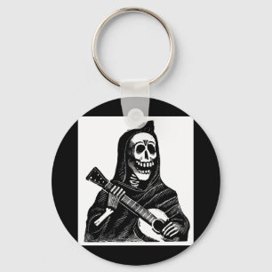 Santa Muerte (Mexican Grim Reaper) die gitaar spee Sleutelhanger