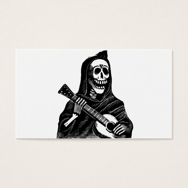 Santa Muerte (Mexican Grim Reaper) die gitaar spee Visitekaartjes (Voorkant)