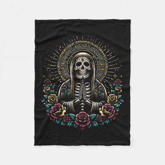 Santa Muerte Perdoname Fleece Deken (Voorkant)