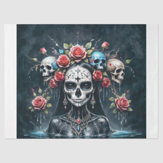 Santa Muerte Rising Decoupage Tissuepapier (Voorkant)