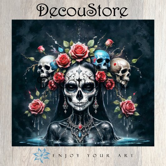 Santa Muerte Rising Decoupage Tissuepapier