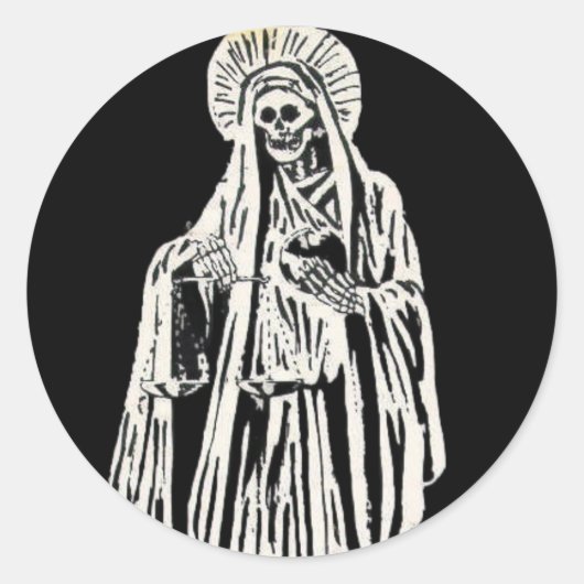 Santa Muerte Ronde Sticker (Voorkant)