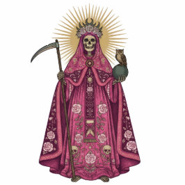 Santa Muerte Saint Holy Death Pink Cloak 2D Statue Staand Fotobeeldje