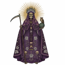 Santa Muerte Saint Holy Death Purple 2D Statue Staand Fotobeeldje