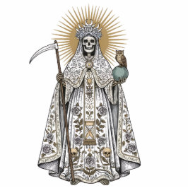 Santa Muerte Saint Holy Death White Robe 2D Statue Staand Fotobeeldje