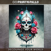 Santa Muerte schedel in bloemen - Lady Death Tissuepapier