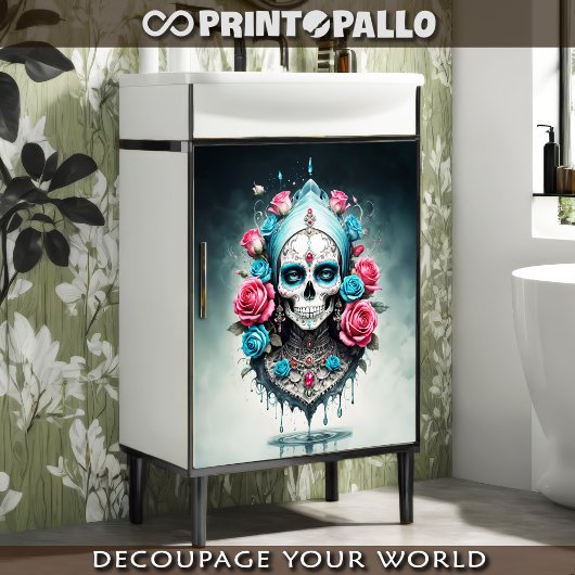 Santa Muerte schedel in bloemen - Lady Death Tissuepapier