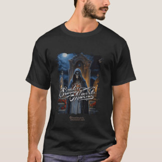 Santa Muerte Staand op een Begraafplaats Volle Maa T-shirt