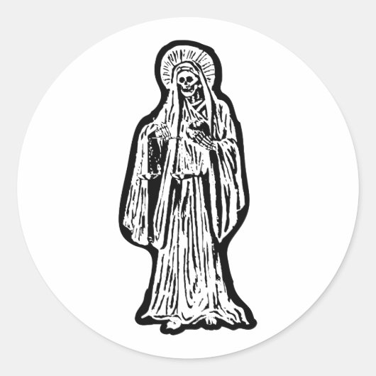 Santa Muerte Statue Ronde Sticker (Voorkant)