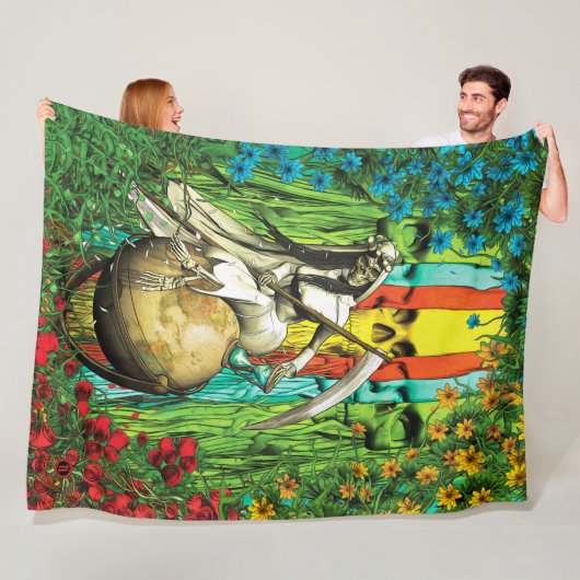 Santa Muerte Tarot - De wereld Fleece Deken (In situ)