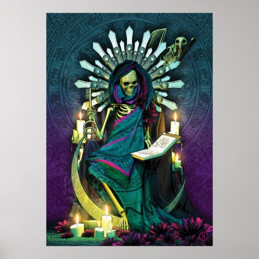 Santa Muerte Tarot - Hoge Priestess Poster (Voorkant)