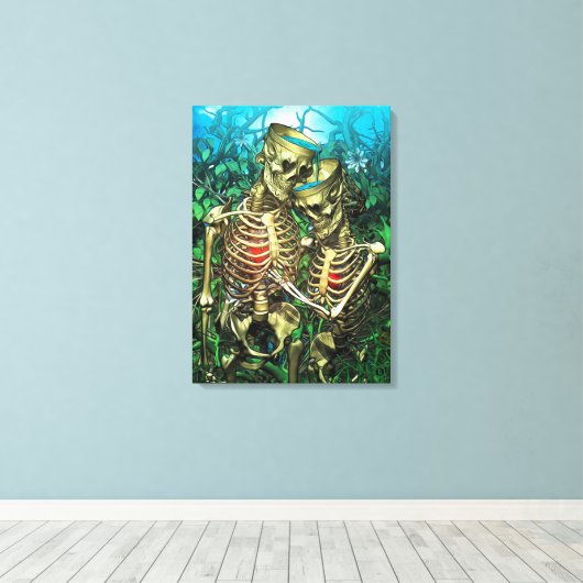 Santa Muerte Tarot - Twee bekertjes Canvas Afdruk (Insitu (Houten vloer))